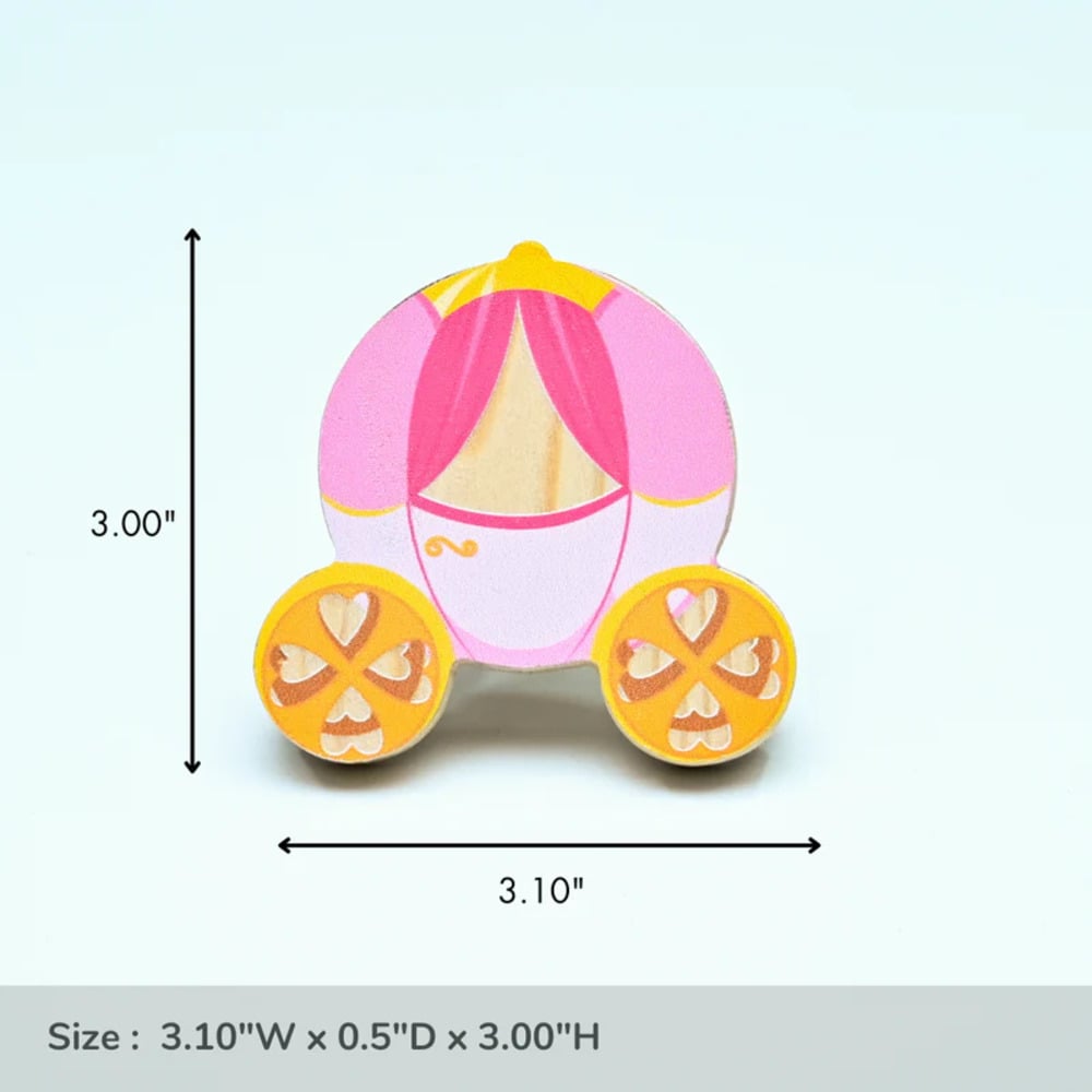 Handmade Pine Wood Princess Carriage Knob for Kids Furniture